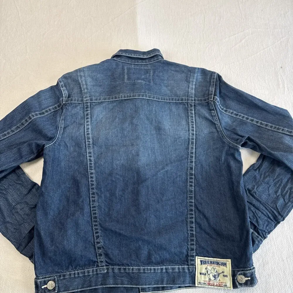 TRUE RELIGION snap button denim jean Trucker Jacket 3XL tag vtg Style y2k